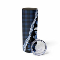 Hawaii Ukulele Skinny Tumbler Tropical Flowers With Palaka Effect Blue Version - Polynesian Pride