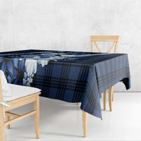 Hawaii Ukulele Tablecloth Tropical Flowers With Palaka Effect Blue Version - Polynesian Pride