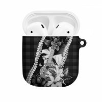 Hawaii Ukulele AirPods Case Tropical Flowers With Palaka Effect Black Version LT05 Black - Polynesian Pride