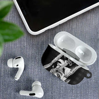 Hawaii Ukulele AirPods Case Tropical Flowers With Palaka Effect Black Version LT05 - Polynesian Pride
