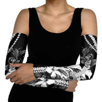 Hawaii Ukulele Arm Sleeves Tropical Flowers With Palaka Effect Black Version LT05 - Polynesian Pride