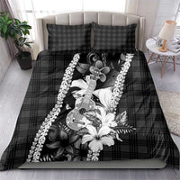 Hawaii Ukulele Bedding Set Tropical Flowers With Palaka Effect Black Version LT05 - Polynesian Pride