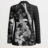 Hawaii Ukulele Blazer Tropical Flowers With Palaka Effect Black Version LT05 - Polynesian Pride