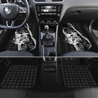Hawaii Ukulele Car Mats Tropical Flowers With Palaka Effect Black Version LT05 Set 4pcs Black - Polynesian Pride