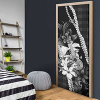 Hawaii Ukulele Door Cover Tropical Flowers With Palaka Effect Black Version LT05 - Polynesian Pride