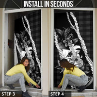 Hawaii Ukulele Door Cover Tropical Flowers With Palaka Effect Black Version LT05 - Polynesian Pride