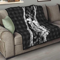 Hawaii Ukulele Quilt Tropical Flowers With Palaka Effect Black Version LT05 - Polynesian Pride