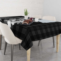 Hawaii Ukulele Tablecloth Tropical Flowers With Palaka Effect Black Version LT05 - Polynesian Pride