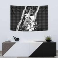 Hawaii Ukulele Tapestry Tropical Flowers With Palaka Effect Black Version LT05 - Polynesian Pride