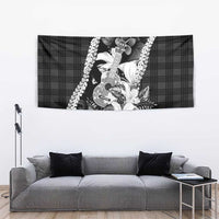 Hawaii Ukulele Tapestry Tropical Flowers With Palaka Effect Black Version LT05 - Polynesian Pride