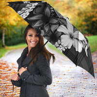 Hawaii Ukulele Umbrella Tropical Flowers With Palaka Effect Black Version LT05 - Polynesian Pride