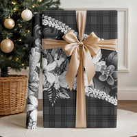 Hawaii Ukulele Wrapping Paper Tropical Flowers With Palaka Effect Black Version LT05 - Polynesian Pride