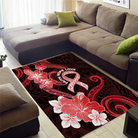 Heart Health Awareness Area Rug Warrior Wears Red Polynesian Style