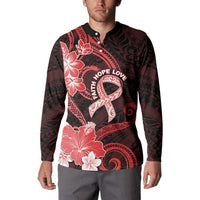 Heart Health Awareness Button Sweatshirt Warrior Wears Red Polynesian Style LT05 - Polynesian Pride