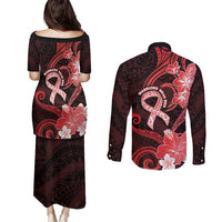 Heart Health Awareness Couples Matching Puletasi and Long Sleeve Button Shirt Warrior Wears Red Polynesian Style LT05 - Polynesian Pride