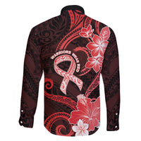 Heart Health Awareness Family Matching Long Sleeve Bodycon Dress and Hawaiian Shirt Warrior Wears Red Polynesian Style