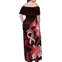 Heart Health Awareness Off Shoulder Maxi Dress Warrior Wears Red Polynesian Style LT05 - Polynesian Pride