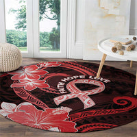 Heart Health Awareness Round Carpet Warrior Wears Red Polynesian Style LT05 - Polynesian Pride