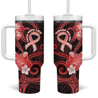 Heart Health Awareness Tumbler With Handle Warrior Wears Red Polynesian Style LT05 One Size: 40 oz Red - Polynesian Pride
