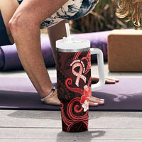 Heart Health Awareness Tumbler With Handle Warrior Wears Red Polynesian Style LT05 - Polynesian Pride
