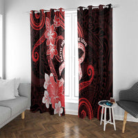 Heart Health Awareness Window Curtain Warrior Wears Red Polynesian Style LT05 With Grommets Red - Polynesian Pride