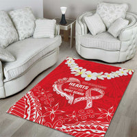 Heart Health Awareness Area Rug Polynesian Red Ribbon