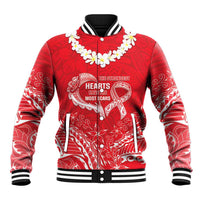 Heart Health Awareness Baseball Jacket Polynesian Red Ribbon LT05 Unisex Red - Polynesian Pride
