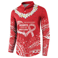 Heart Health Awareness Button Sweatshirt Polynesian Red Ribbon LT05 - Polynesian Pride