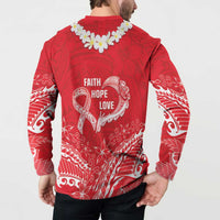 Heart Health Awareness Button Sweatshirt Polynesian Red Ribbon LT05 - Polynesian Pride