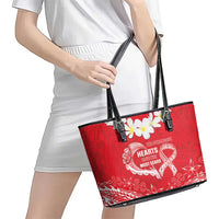 Heart Health Awareness Leather Tote Bag Polynesian Red Ribbon LT05 - Polynesian Pride