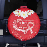 Heart Health Awareness Spare Tire Cover Polynesian Red Ribbon LT05 No hole Red - Polynesian Pride