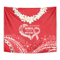 Heart Health Awareness Tapestry Polynesian Red Ribbon