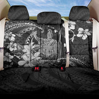 Hawaii King Kamehameha Day Back Car Seat Cover Polynesian Pattern Mix Hibiscus Black