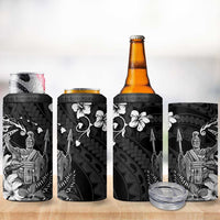 Hawaii King Kamehameha Day 4 in 1 Can Cooler Tumbler Polynesian Pattern Mix Hibiscus Black