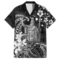 Hawaii King Kamehameha Day Family Matching Short Sleeve Bodycon Dress and Hawaiian Shirt Polynesian Pattern Mix Hibiscus Black