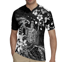 Hawaii King Kamehameha Day Rugby Jersey Polynesian Pattern Mix Hibiscus Black