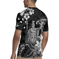Hawaii King Kamehameha Day Rugby Jersey Polynesian Pattern Mix Hibiscus Black
