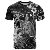 Hawaii King Kamehameha Day T Shirt Polynesian Pattern Mix Hibiscus Black