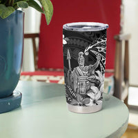Hawaii King Kamehameha Day Tumbler Cup Polynesian Pattern Mix Hibiscus Black