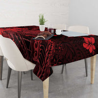 Hawaii King Kamehameha Day Tablecloth Polynesian Pattern Mix Hibiscus Red