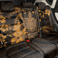 Hawaii King Kamehameha Day Back Car Seat Cover Polynesian Pattern Mix Hibiscus Gold
