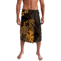 Hawaii King Kamehameha Day Lavalava Polynesian Pattern Mix Hibiscus Gold
