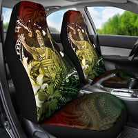 Hawaii King Kamehameha Day Car Seat Cover Polynesian Pattern Mix Hibiscus Reggae
