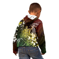 Hawaii King Kamehameha Day Kid Hoodie Polynesian Pattern Mix Hibiscus Reggae