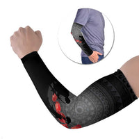 Cook Islands ANZAC Day Arm Sleeves Soldier Silhouette Remembrance LT05 Set of 2 Black - Polynesian Pride