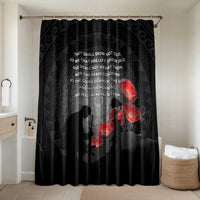 Cook Islands ANZAC Day Bathroom Set Soldier Silhouette Remembrance LT05 Shower Curtain Only Black - Polynesian Pride