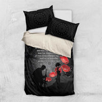 Cook Islands ANZAC Day Bedding Set Soldier Silhouette Remembrance LT05 US Twin 172cm x 218cm Black - Polynesian Pride