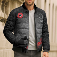 Cook Islands ANZAC Day Bomber Puffer Jacket Soldier Silhouette Remembrance LT05 - Polynesian Pride