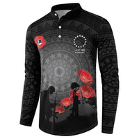 Cook Islands ANZAC Day Button Sweatshirt Soldier Silhouette Remembrance LT05 - Polynesian Pride