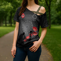 Cook Islands ANZAC Day Cross Shoulder Shirt Soldier Silhouette Remembrance LT05 - Polynesian Pride